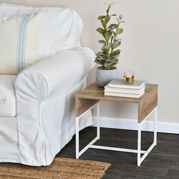 17.71 in. Laminated Coastal Oak Square Particle Board Wood Grain End Table