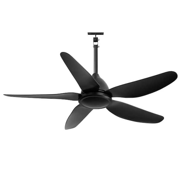 46 in. Black Outdoor Ceiling Fans Without Light Remote Waterproof Standard Downrod DC Motor 6-Speeds for Patio Canopy