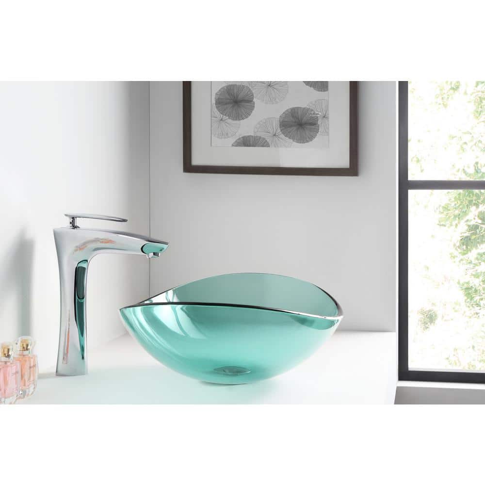 Lustrous Green Oval Tempered Glass Above-Counter Bathroom Sink