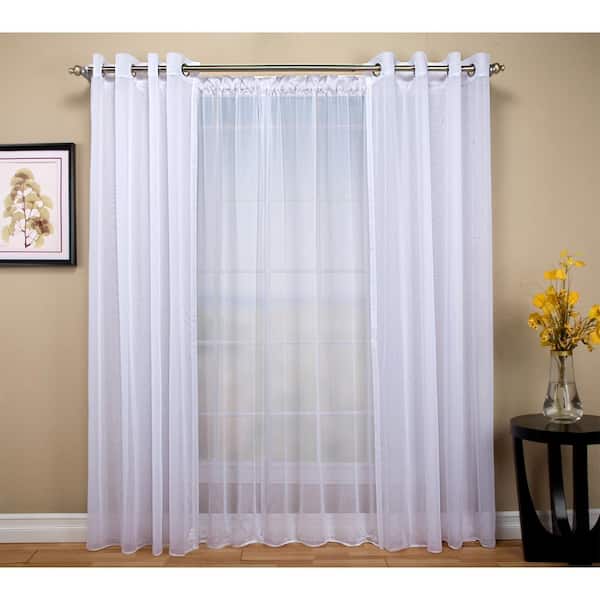 RICARDO White Solid Extra Wide Grommet Sheer Curtain - 108 in. W x 63 in. L