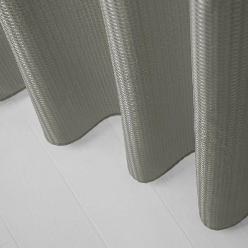 Gray Waffle Weave Fabric Shower Curtain with Detachable Liner