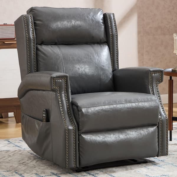 aisword Grey High-End Leather Manual Recliner Chair with Massage