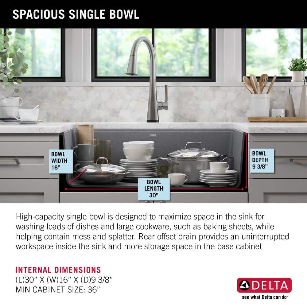 Dark Gray Granite Composite Workstation Kitchen Sink with Workflow Ledge