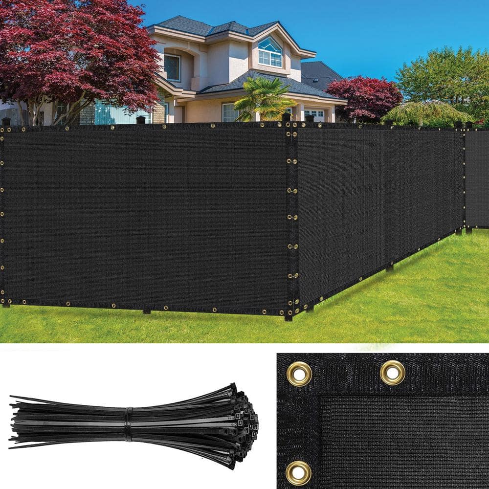 SEALTECH Ultra Heavy-Duty 200 GSM Privacy Fence Screen Black - 4 ft. x ...