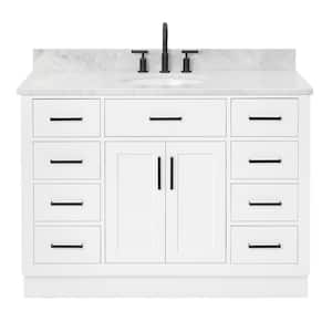 Hepburn 49 in. W x 22 in. D x 35.25 in. H Bath Vanity in White with Carrara Marble Vanity Top in White with White Basin