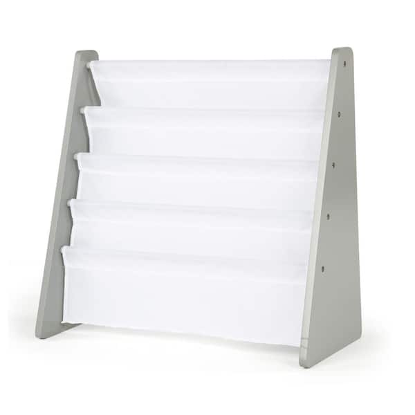 Humble Crew Inspire Collection Grey and White 4-Pocket Storage Book Rack