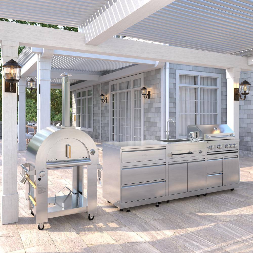 32 in. Stainless Steel Outdoor Kitchen Cabinet with Three Drawers