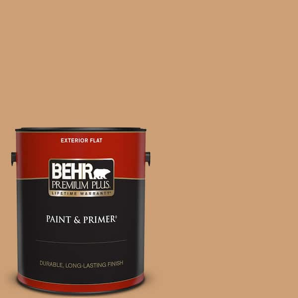 BEHR PREMIUM PLUS 1 gal. #S250-4 Fresh Croissant Flat Exterior Paint & Primer