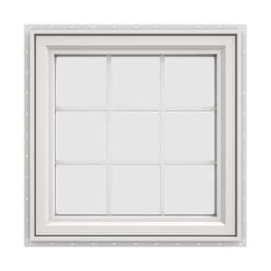 35.5 in. x 35.5 in. V-4500 Series White Vinyl Left-Handed Casement Window with Colonial Grids/Grilles