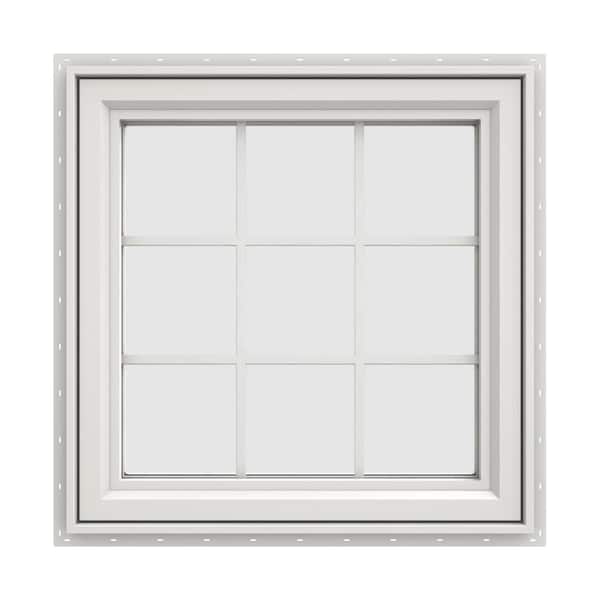 JELD-WEN 35.5 in. x 35.5 in. V-4500 Series White Vinyl Left-Handed Casement Window with Colonial Grids/Grilles