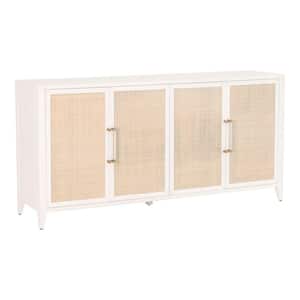 White Wood Top 71 in. Sideboard with Two Double-Doors