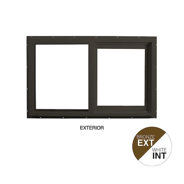 59.5 in. x 47.5 in. Select Series Vinyl Horizontal Sliding Left Hand Bronze Window with White Int, HP2+ Glass and Screen