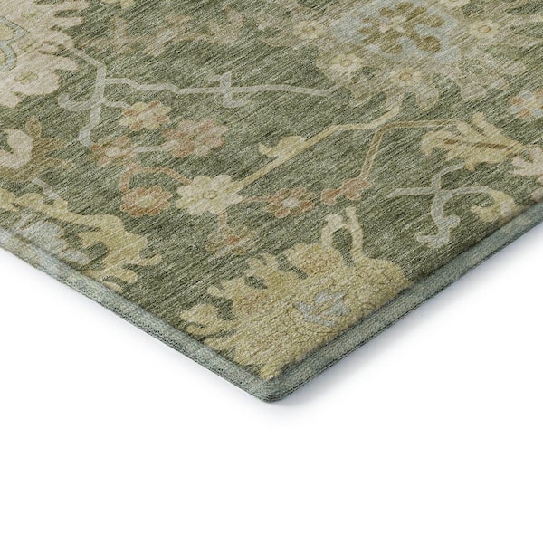 Mayfield Premium Machine Washable Abstract AMF1150 Aloe 3 ft. x 5 ft. Area Rug
