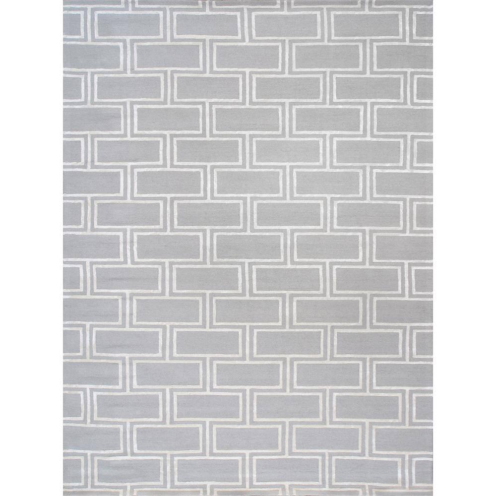 Pasargad Home Edgy Silver 10 ft. x 14 ft. Geometric Bamboo Silk and Wool Area Rug -  pvny-22 10x14