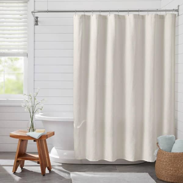 Home Decorators Collection White Waffle Weave Textured Shower Curtain
