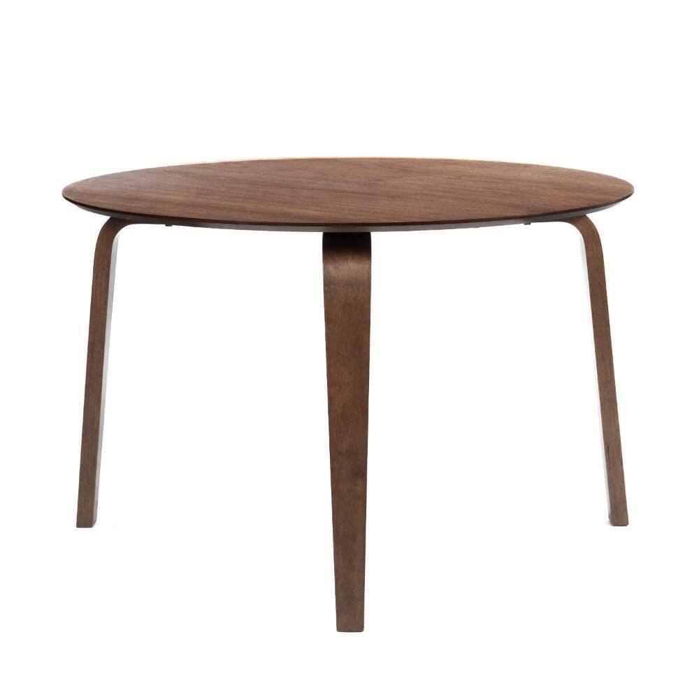 Aby Walnut Brown Wood 1 in. 3 Legs Dining Table Seats 4