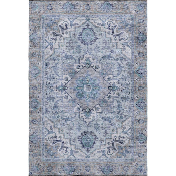 Mayfield Premium Machine Washable Abstract AMF2163 Blue 10 ft. x 14 ft. Area Rug