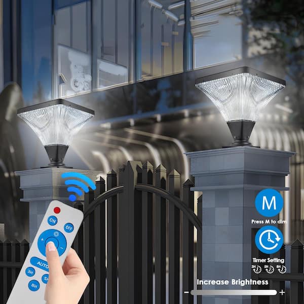 AUTMOON Patio Outdoor Solar Street Lamp with Base