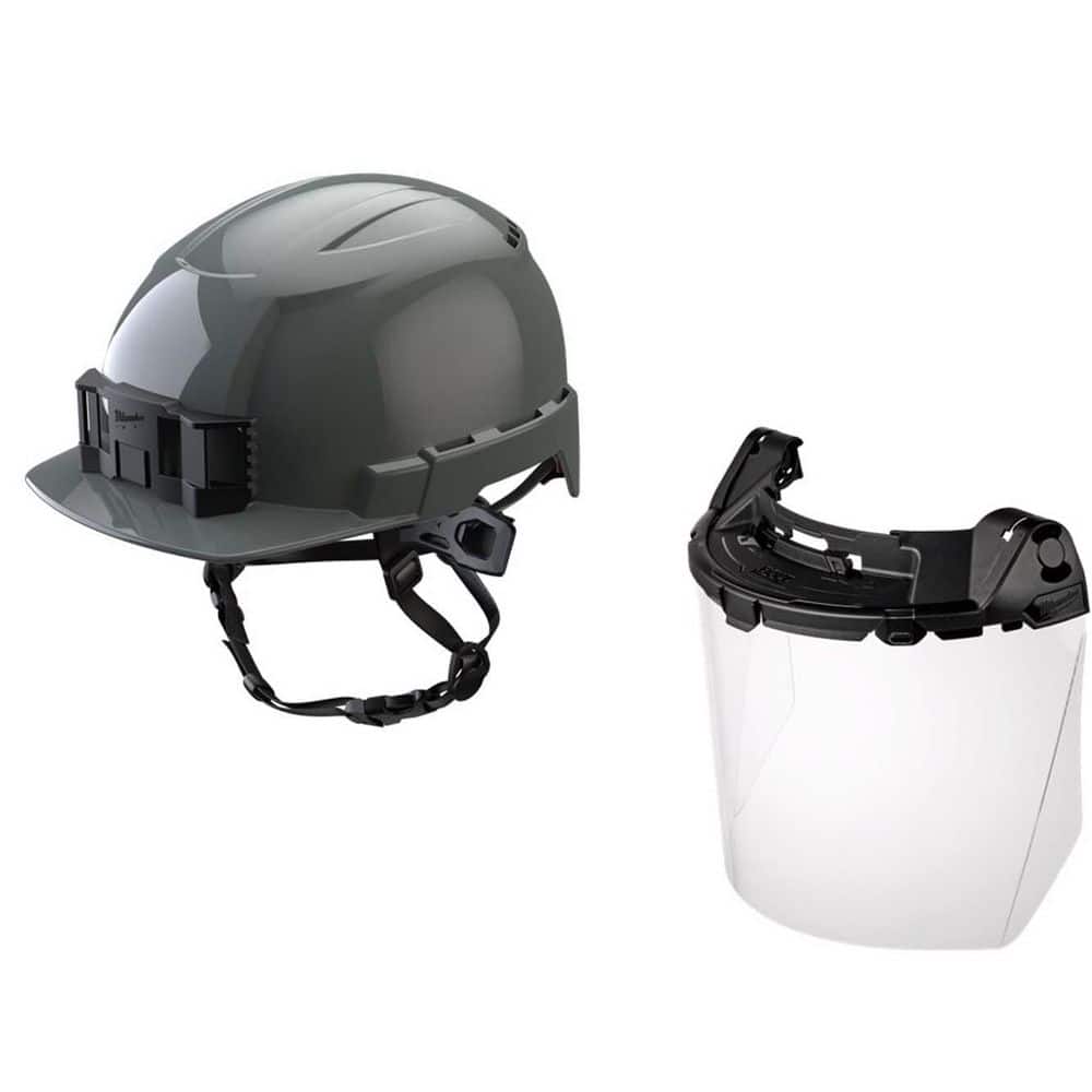 BOLT Gray Type 2 Class E Front Brim Non-Vented Safety Helmet w/ BOLT Clear Uncoated Lens Task Full Face Shield price history on PriceWatchPro