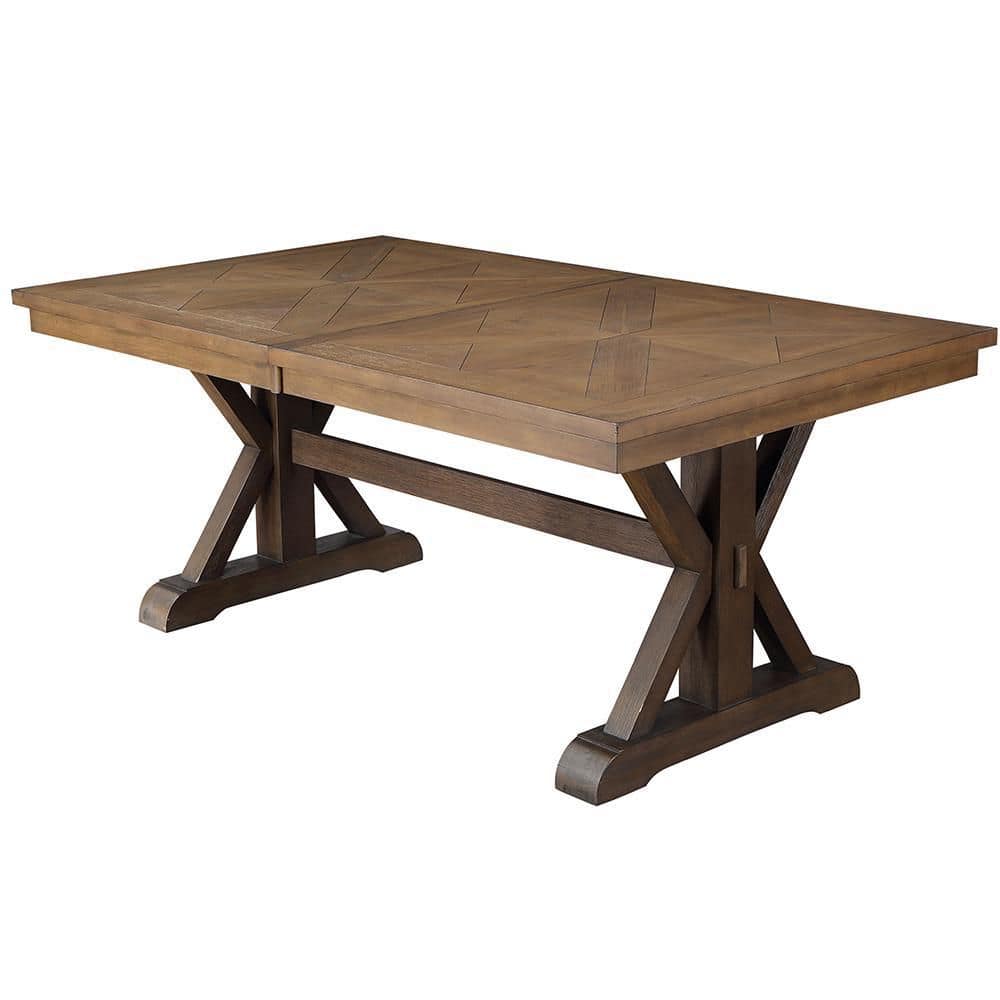 Pascaline 72-96" Extendable Rustic Brown and Oak Dining Table