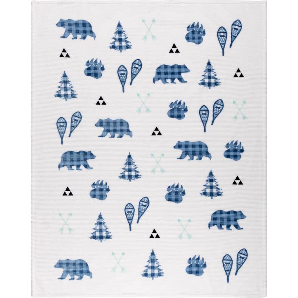 Blue Print Polyester Throw Blanket