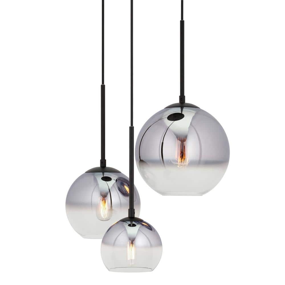 Callisto 18" Black and Gold Glass Globe Pendant Light