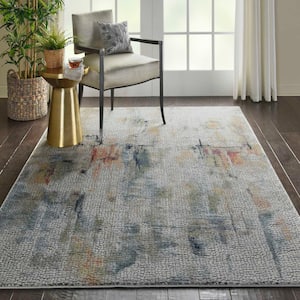 Global Vintage Ivory/Multicolor 4 ft. x 6 ft. Oriental Contemporary Area Rug