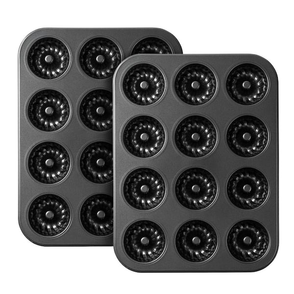 2 Pack Mini Fluted Tube Cake Pan, 12 Cavity Baking Pan, Non-stick Baking Mold for Cupcakes, Donuts, Cornbread, Brownies