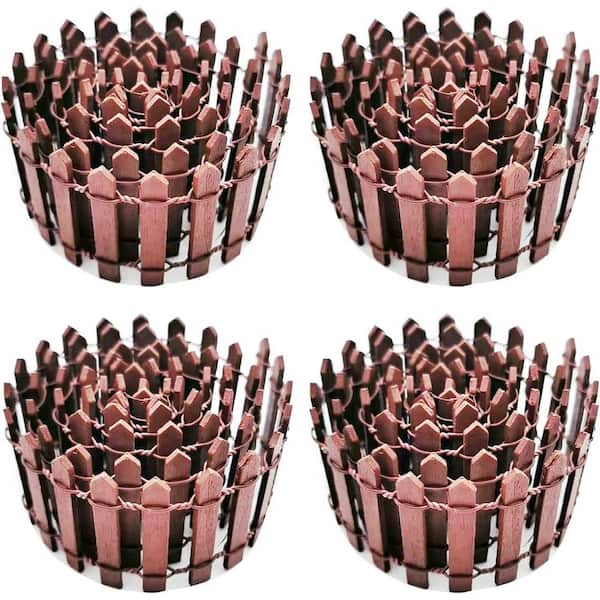 35.4 in. Wood Picket Fairy Garden Fence Decorative Miniature Ornaments Wooden Crafts DIY 4 Pack Brown