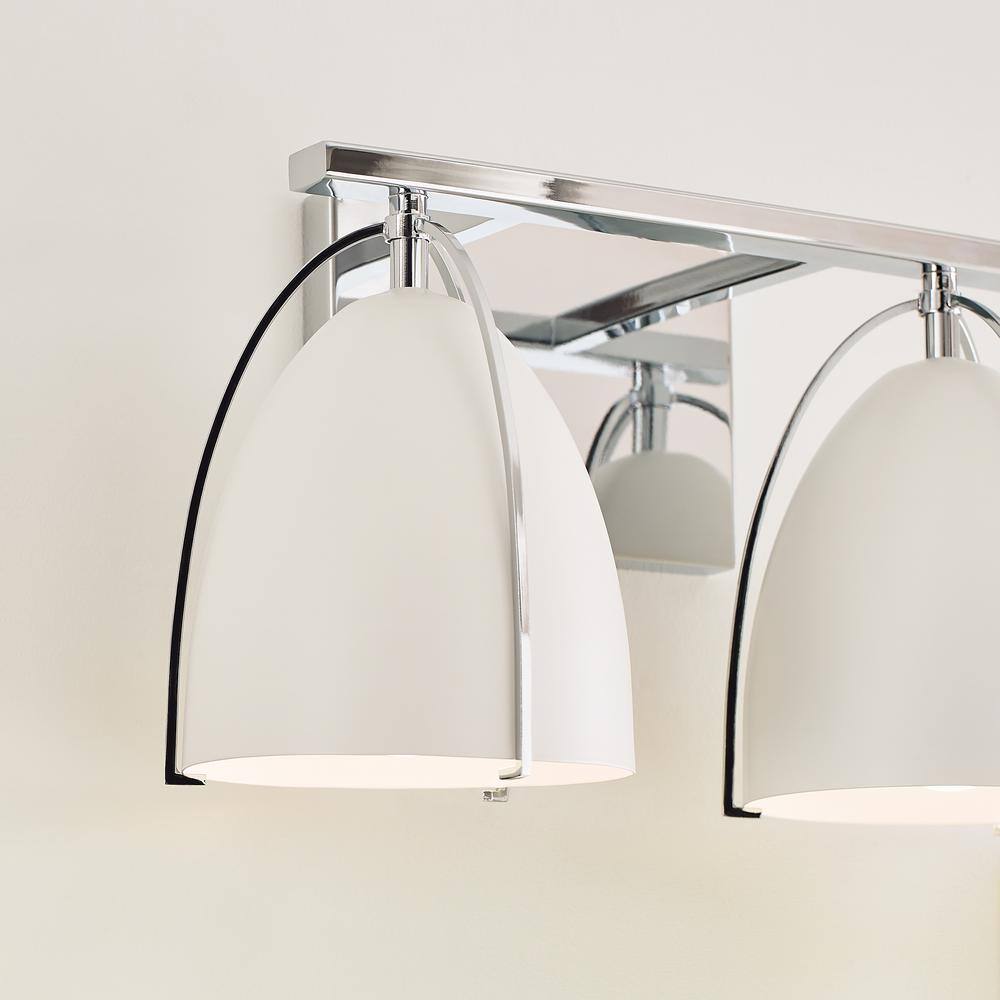 Bentlee Chrome and White Steel 2-Light Vanity Light