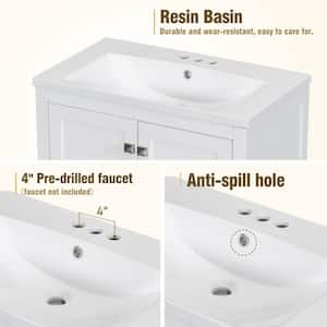 30 in. W x 18 in. D x 34 in. H Single Sink Freestanding Bath Vanity in White with White Cultured Marble Top