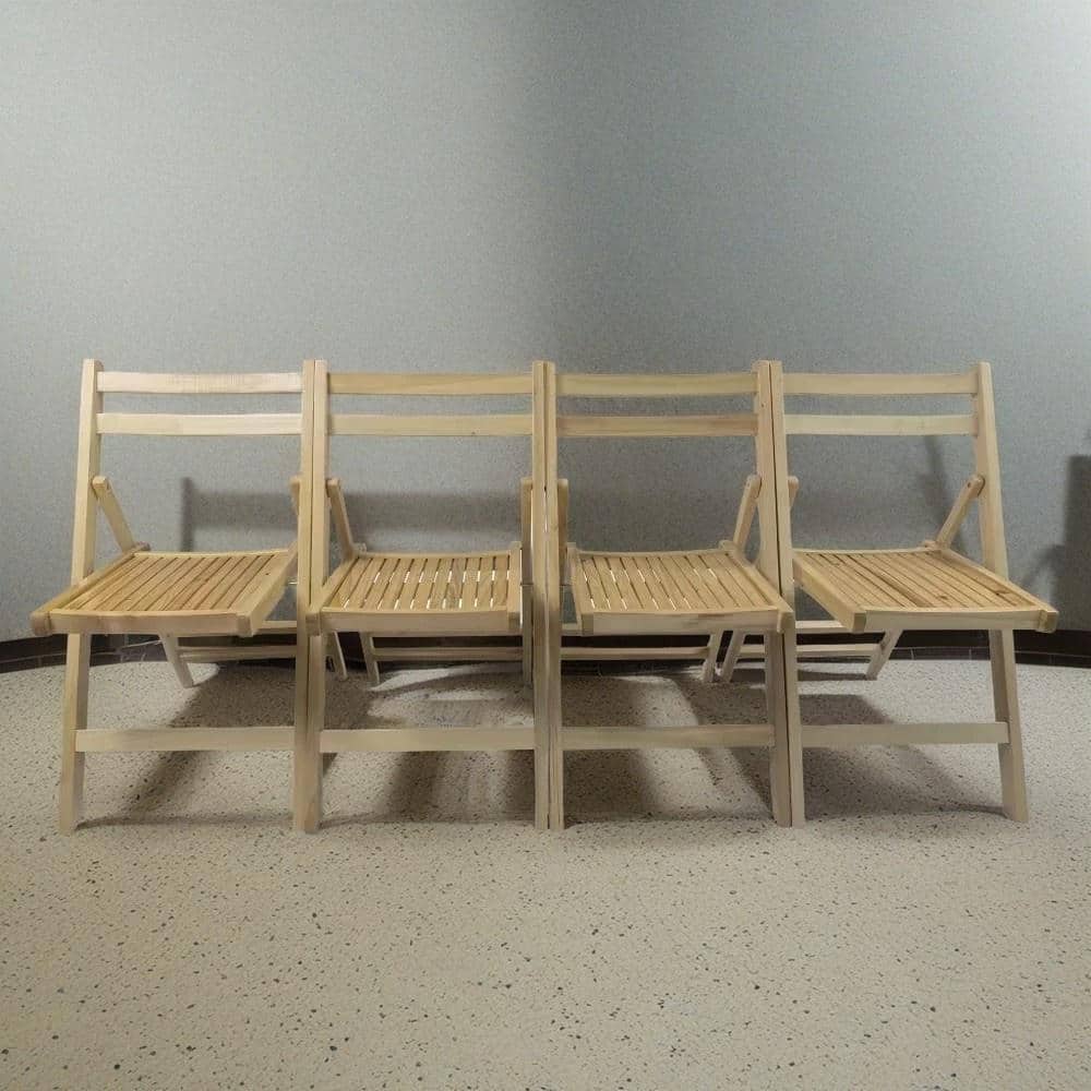 Furniture Slatted Wood Folding Special Event Chair-Wood, Set of 4, Folding 