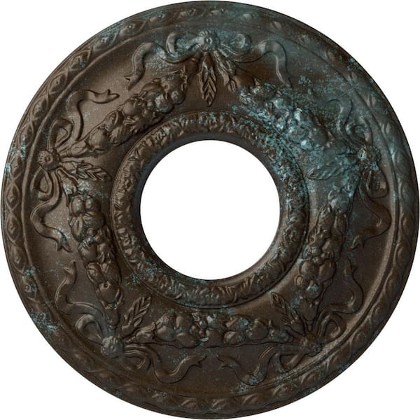 Ekena Millwork 1-3/4" x 22-1/8" x 22-1/8" Polyurethane Hurley Ceiling , Hand-Painted Bronze Blue Patina