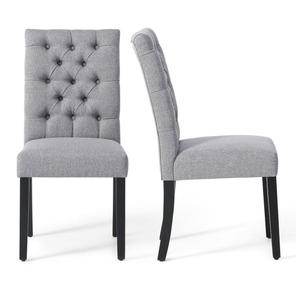 High Parsons Linen Upholstered Side Chair in Gray