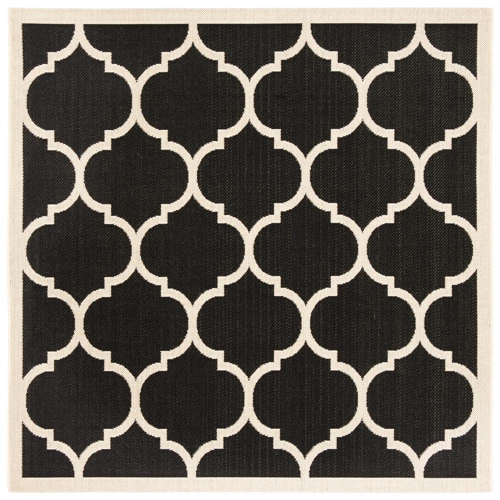 Safavieh Courtyard Black and Beige Square Outdoor Rug
