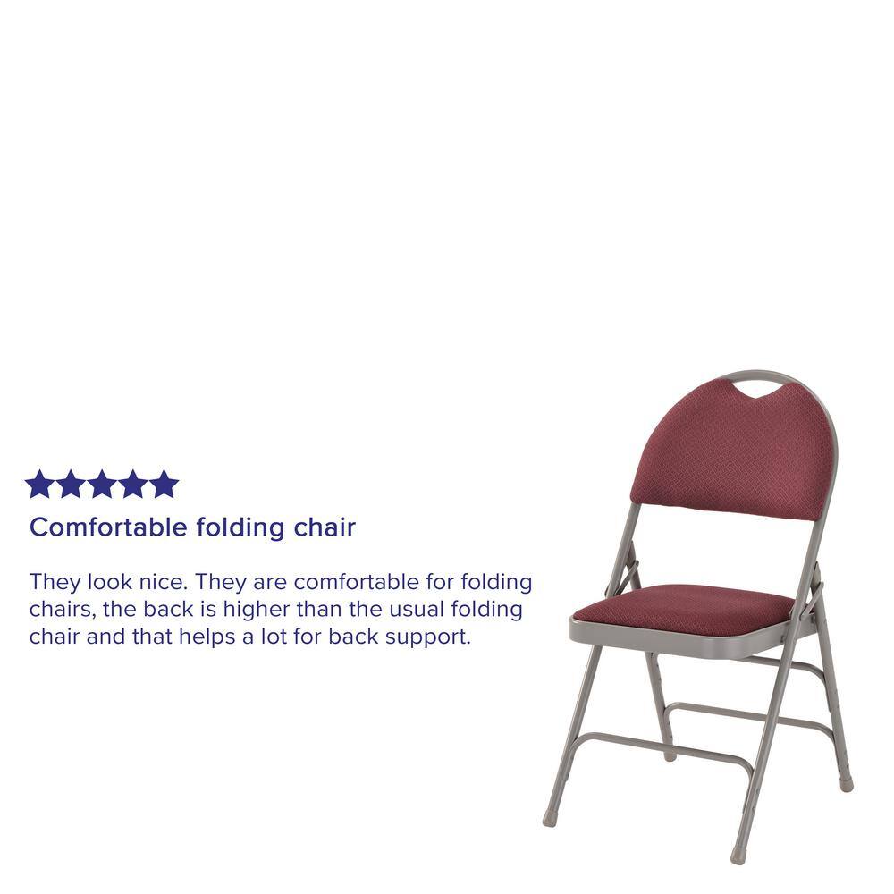 Burgundy Fabric High Back Armless Metal Folding Chair