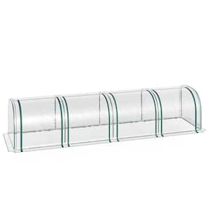13 in. W x 3 in. D x 2.5 in. H Portable Steel Clear Mini Greenhouse Tunnels with 4 Roll-Up Zip Doors and PVC Cover