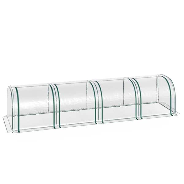 Unbranded 13 in. W x 3 in. D x 2.5 in. H Portable Steel Clear Mini Greenhouse Tunnels with 4 Roll-Up Zip Doors and PVC Cover