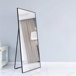 23.6 in. W x 64.9 in. H x 0.5 in. D Rectangular Framed Wall Mounted Bathroom Vanity Mirror Full Floor Mirror in Black
