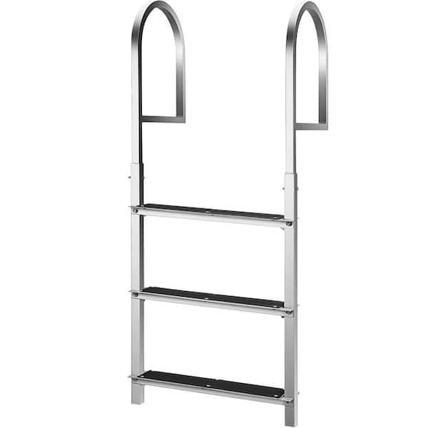 VEVOR Dock Ladder 3 Step 330 lbs. Load Anti-Corrosion High Strength Aluminum Swim Ladder with Rubber Mat for Above Ground Pool