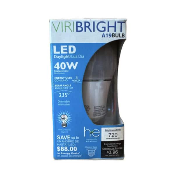 40-Watt Equivalent A19 E26 Dimmable Daylight 6500K LED Light Bulb 4-Pack