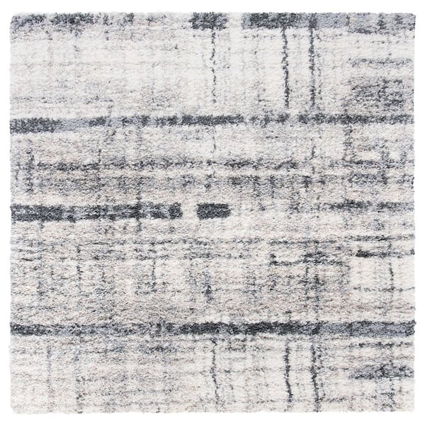Fontana Shag 5 ft. x 5 ft. Ivory/Gray Abstract Square Area Rug