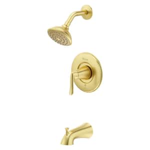 Willa 1-Spray Patterns with 1.8 GPM 4.438 in. Wall Mount Rain Spray Fixed Shower Head in Brushed Gold