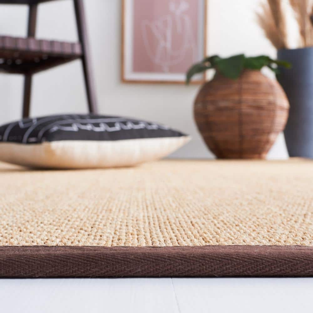 Maize and Brown Square Cotton Rug with Non-slip Backing