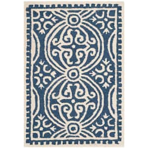 Cambridge Navy Blue/Ivory Doormat 2 ft. x 3 ft. Geometric Medallion Area Rug