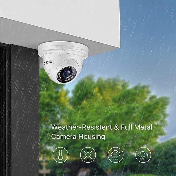 ZOSI White Wired 1080p Indoor Dome TVI Security Camera Compatible