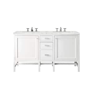 Addison 60 in. W x 23.5 in. D x 35.5 in H Double Bath Vanity in White with Eternal Jasmine Pearl Quartz Top