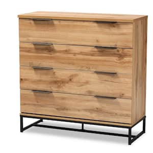 Reid Oak 4-Drawer Wood Dresser 38.98 in. H X 38.58 in. W X 15.75 in. D