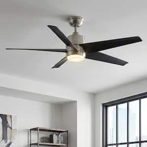 Mena 54 in. White Color Changing Integrated LED Indoor/Outdoor Brushed Nickel Ceiling Fan with Light Kit and Remote