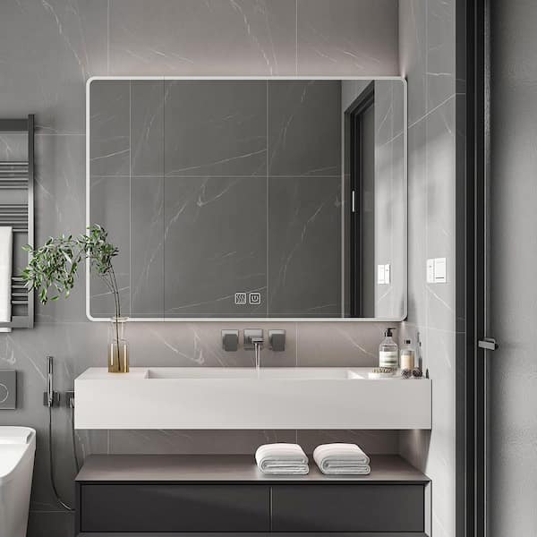 36 in. W x 28 in. H Rectangular Aluminum Alloy Medicine Cabinet with Mirror